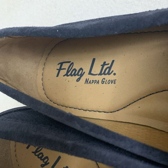 Flag Ltd Napa Glove Perforated Navy Suede Loafers Mens 10 Slip On New - Picture 3 of 6